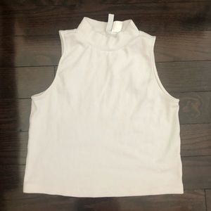 H&M HIGH NECK RIBBED CROPTANK TOP  (BARELY USED)